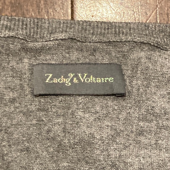 ZADIG & VOLTAIRE grey silk cashmere sweater size medium - Picture 2 of 11